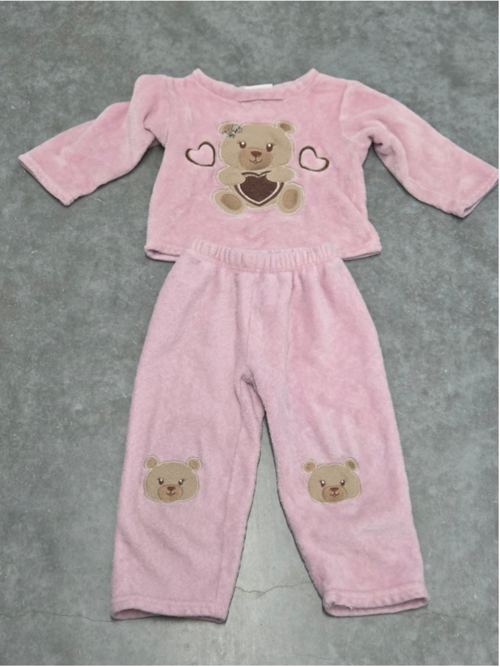 Girls Love Pink Cozy Pink Teddy Bear Plush Pajama Set Size 4T